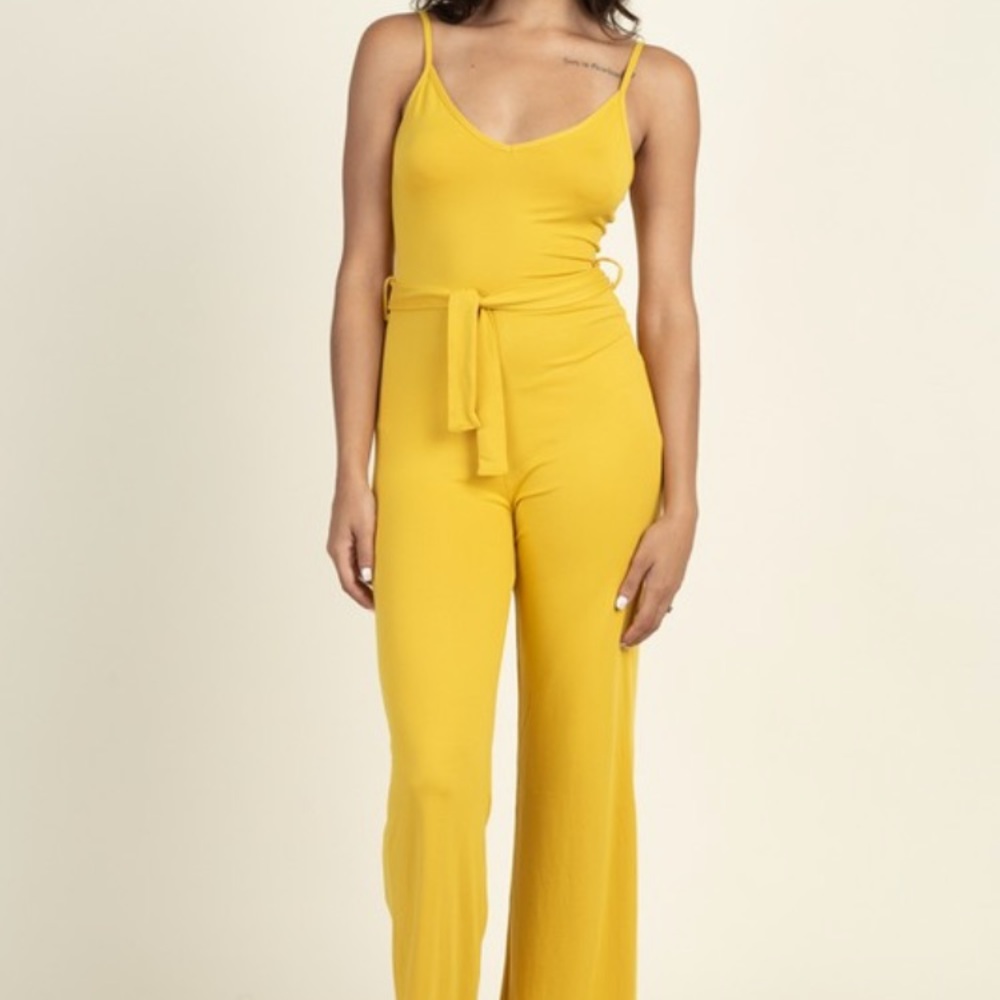 Yellow Cami Straps Jumpsuit